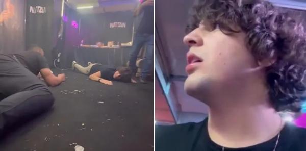V&iacute;deo mostra cantor Nattanzinho e equipe no ch&atilde;o do camarim durante tiroteio em show em Floriano, Piau&iacute;.(Imagem:Reprodu&ccedil;&atilde;o)