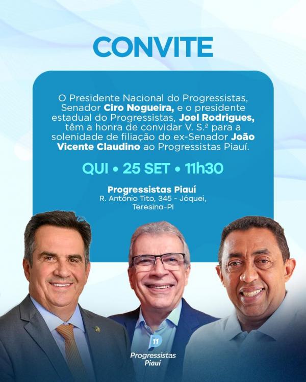 Progressistas filia João Vicente Claudino em solenidade com a presença de Ciro Nogueira(Imagem:Ascom)