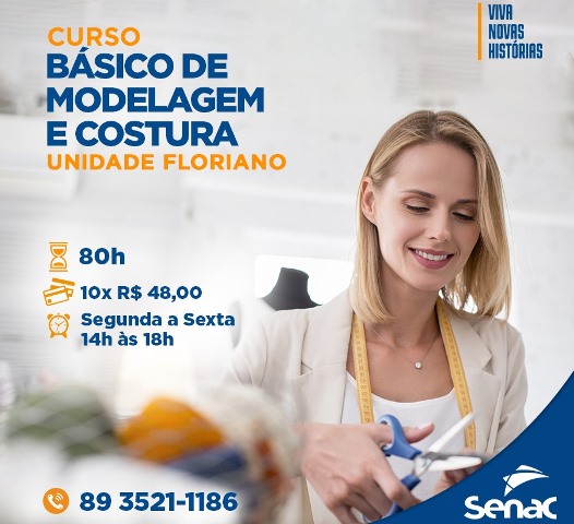 Senac Floriano está com matrículas abertas para curso básico de Modelagem e Costura