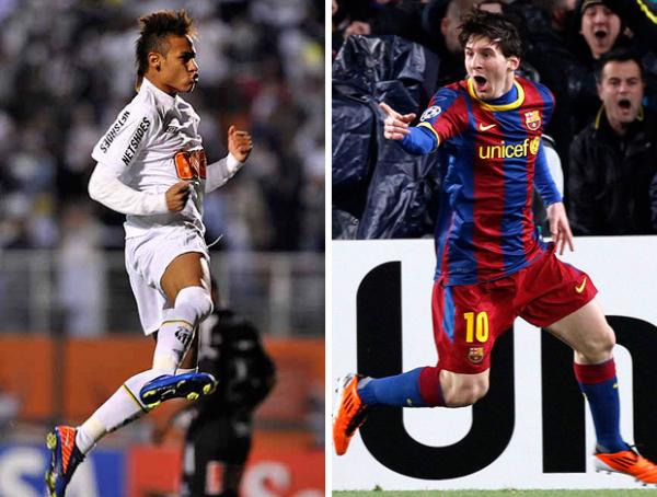 Duelo entre Neymar e Messi &eacute; aguardado para a grande final&iacute;ssima do Mundial de Clubes do Jap&atilde;o.(Imagem:Ricardo Saibun/Site Oficial do Santos e Ag&ecirc;ncia Re)