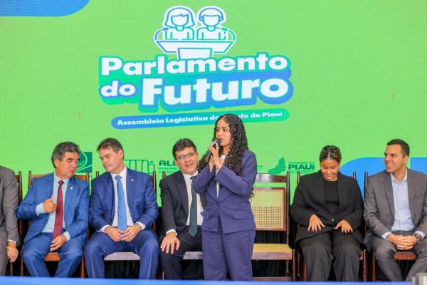 Presidente do Parlamento do Futuro, Cibelly Bispo.(Imagem: Gabriel Paulino)