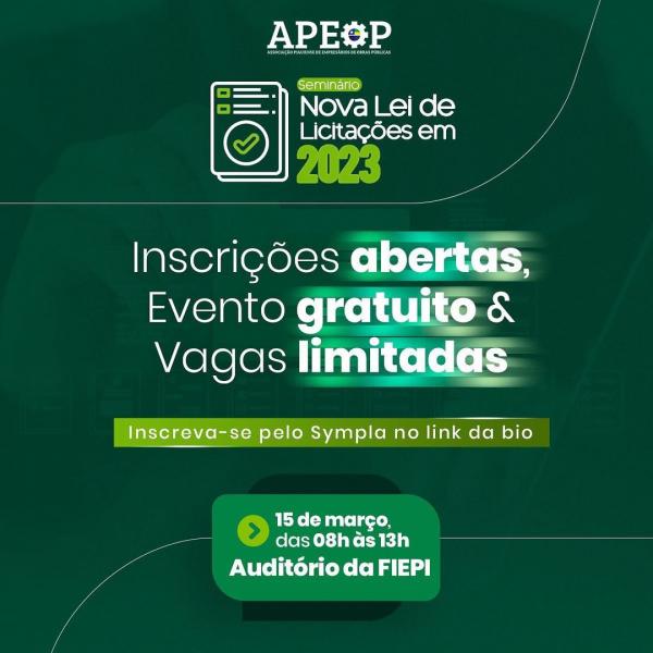 Apeop divulga programação do seminário sobre Nova Lei de Licitações