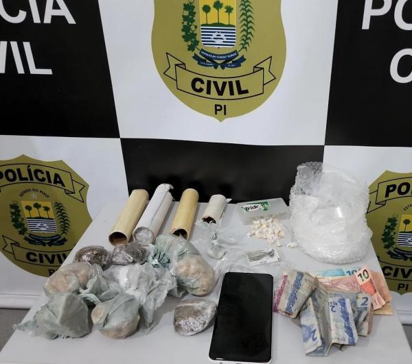  Casal suspeito de comandar boca de fumo em Campo Maior &eacute; preso em flagrante.(Imagem:Pol&iacute;cia Civil )