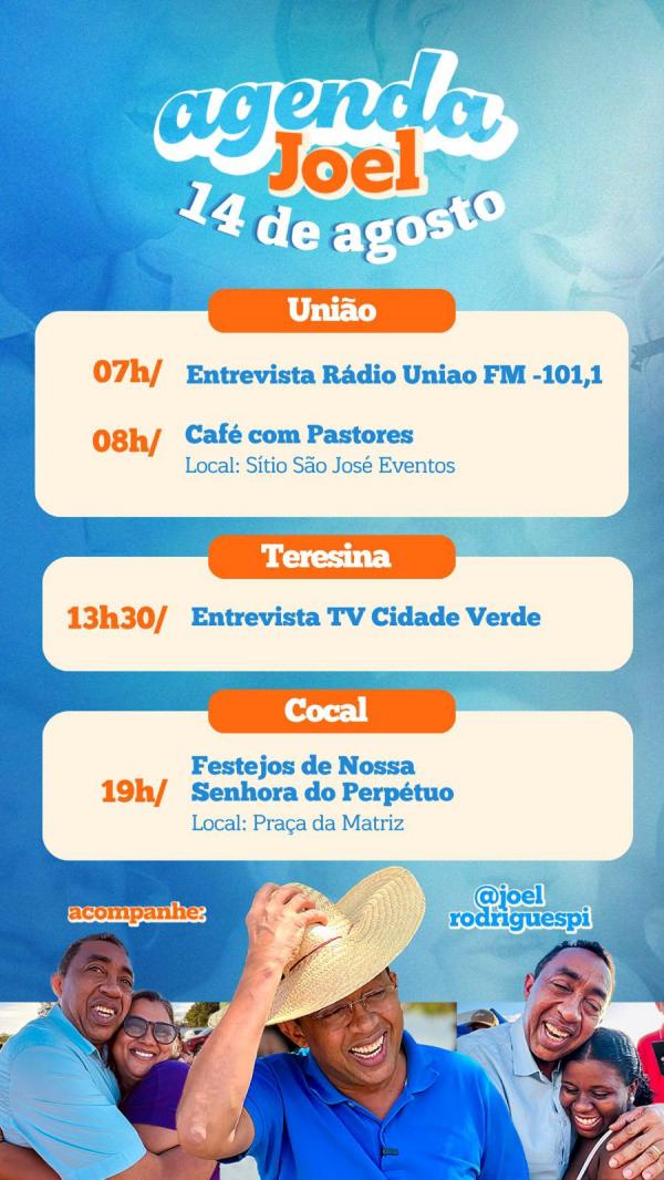 AGENDA - JOEL RODRIGUES - 14/08(Imagem:Ascom)