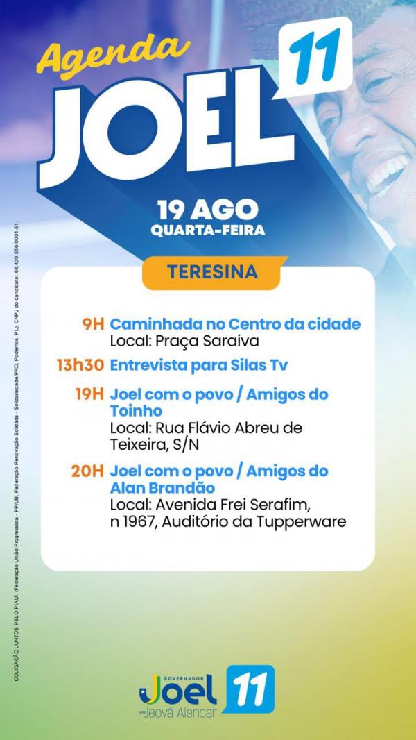 AGENDA - JOEL RODRIGUES - 19/08(Imagem:Ascom)