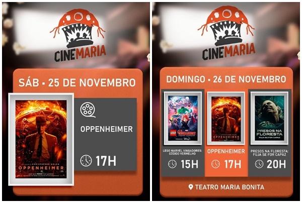 Cine Maria oferece programa&ccedil;&atilde;o cinematogr&aacute;fica imperd&iacute;vel para o final de semana em Floriano.(Imagem:Reprodu&ccedil;&atilde;o/Instagram)