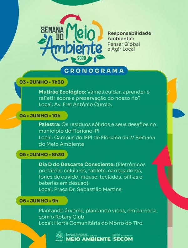 Floriano celebra a Semana do Meio Ambiente 2025 com a&ccedil;&otilde;es de conscientiza&ccedil;&atilde;o e sustentabilidade.(Imagem:Secom)