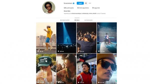 V&iacute;deo de Bruno Mars dan&ccedil;ando no Brasil &eacute; o mais visto do artista no Instagram.(Imagem:Instagram)