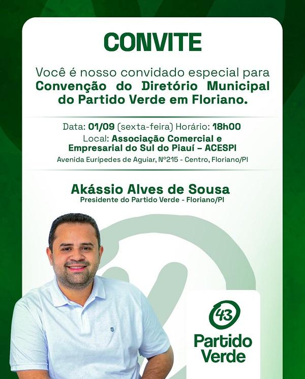Partido Verde convida para Conven&ccedil;&atilde;o Municipal em Floriano.(Imagem:Divulga&ccedil;&atilde;o)