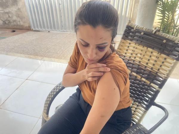 Enfermeira Carlene Nobre denuncia servidor do TJPI por viol&ecirc;ncia dom&eacute;stica.(Imagem:Christian Sousa /TV Clube)