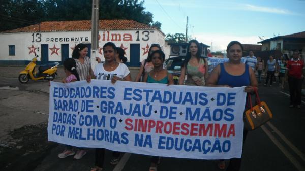 Manifestação marca início da greve dos profissionais da educação de Barão de Grajaú.(Imagem:FlorianoNews)