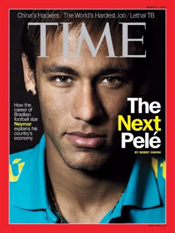 Neymar na capa da Time.(Imagem:Reprodu&ccedil;&atilde;o)