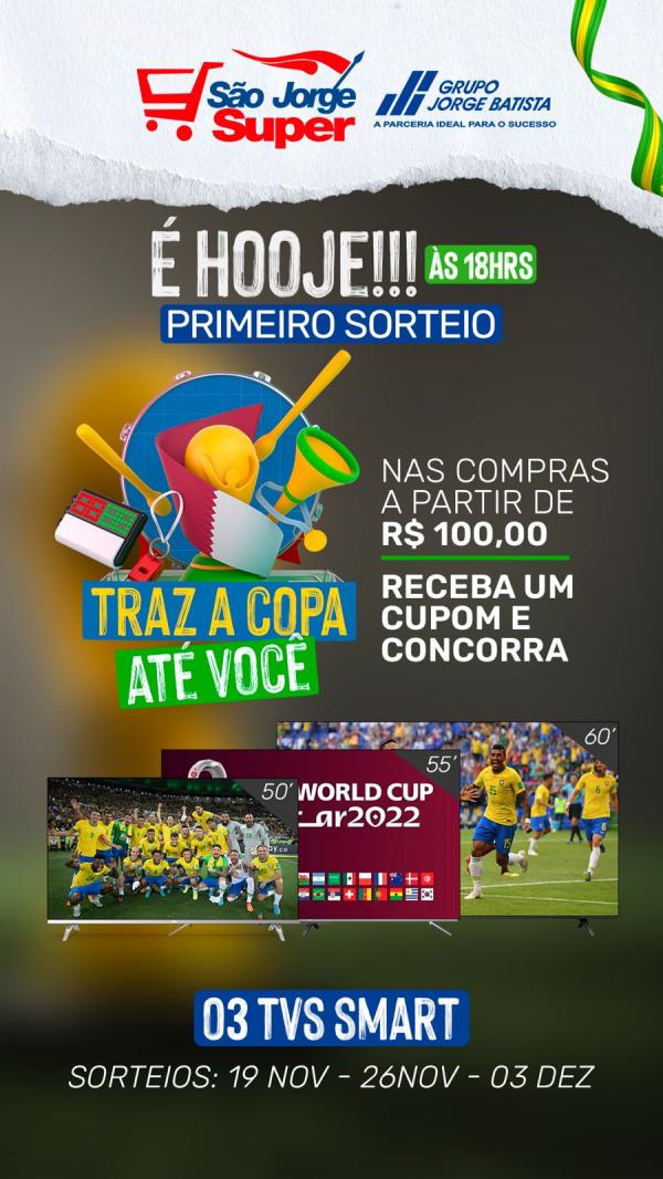 Grupo Jorge Batista realiza primeiro sorteio "Traz a copa até você" neste sábado (19)