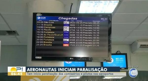  Paralisa&ccedil;&atilde;o de pilotos e comiss&aacute;rios n&atilde;o afeta voos em Teresina, informa concession&aacute;ria.(Imagem: Reprodu&ccedil;&atilde;o/TV Clube )