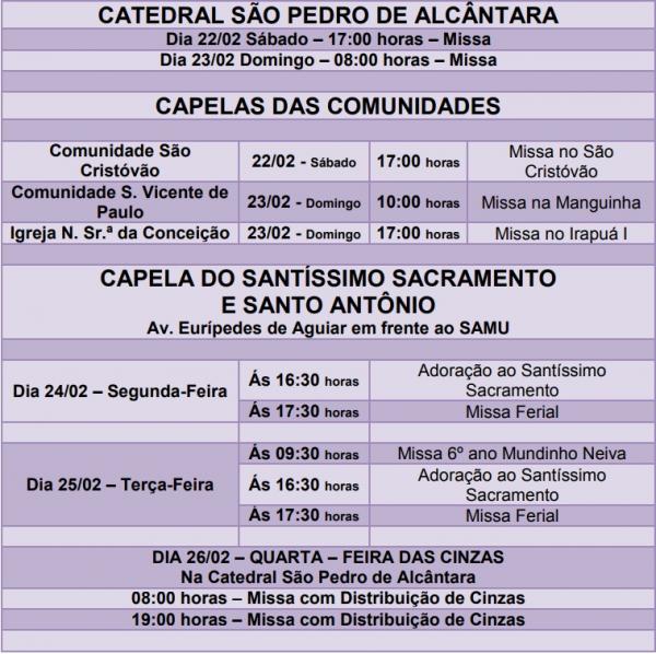Programa&ccedil;&atilde;o Religiosa de 22 a 26 de fevereiro de 2020.(Imagem:Divulga&ccedil;&atilde;o)