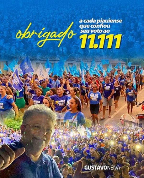 Gustavo Neiva &eacute; reeleito como deputado estadual.(Imagem:Reprodu&ccedil;&atilde;o/Instagram)