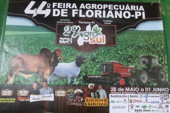 Confira a programação da 44ª Feira Agropecuária e 2ª Agrosul de Floriano