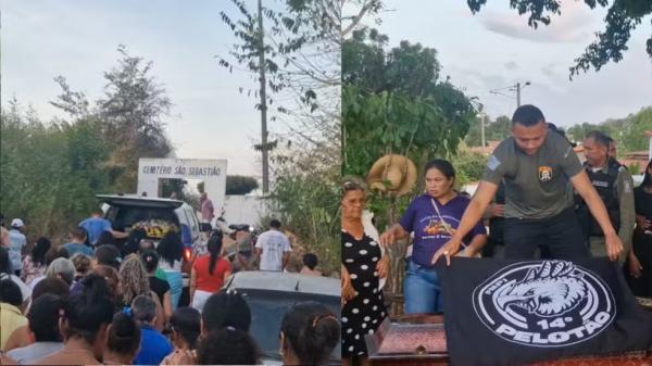 Policial morto durante persegui&ccedil;&atilde;o a assaltantes &eacute; sepultado no Piau&iacute;.(Imagem:Jo&atilde;o Victor)