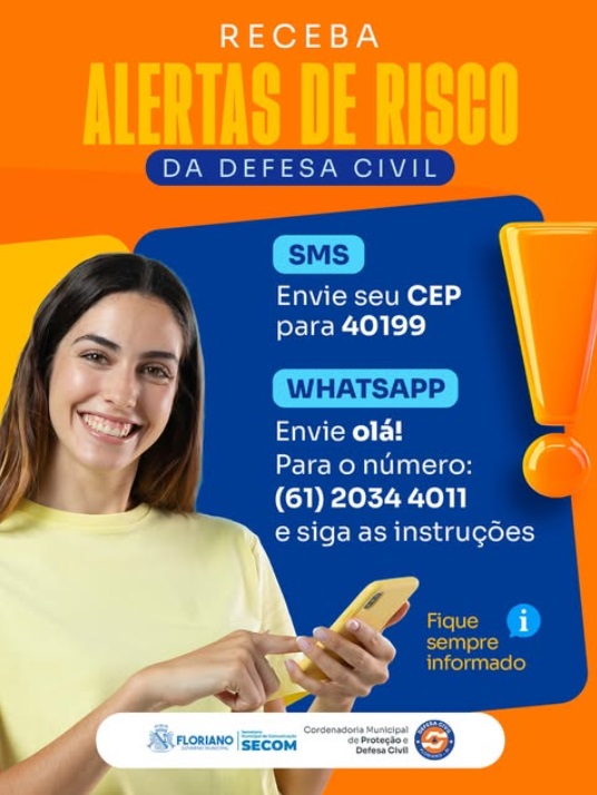 Defesa Civil de Floriano reforça cadastro para envio de alertas de risco por celular