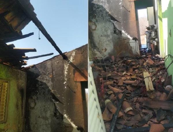 Casa incendiada em S&atilde;o Jo&atilde;o da Varjota, no Piau&iacute;.(Imagem:Corpo de Bombeiros do Piau&iacute;)