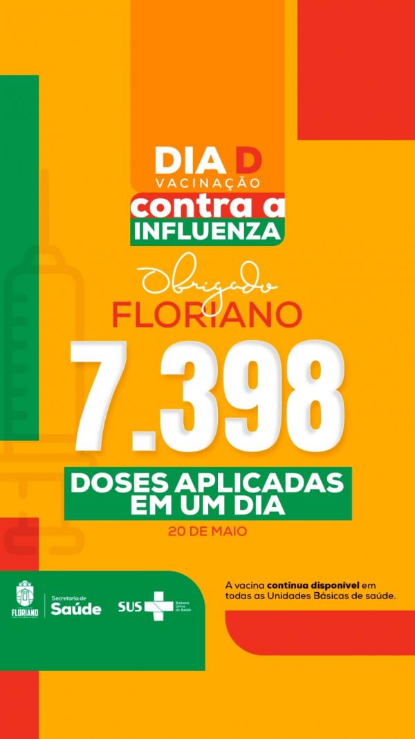 Município de Floriano aplicou 7.398 doses contra a gripe no último sábado