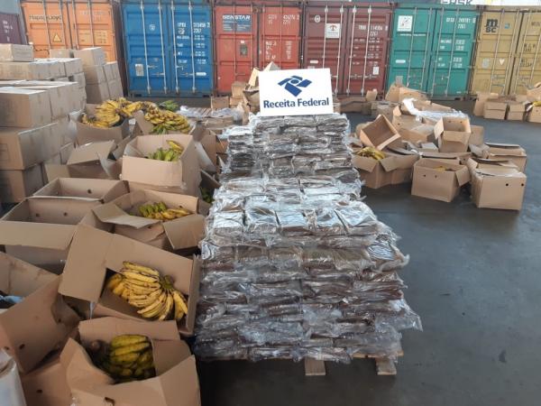 Coca&iacute;na estava escondida em carga de bananas em Suape, no Grande Recife, em 2019.(Imagem:Receita Federal/Divulga&ccedil;&atilde;o)