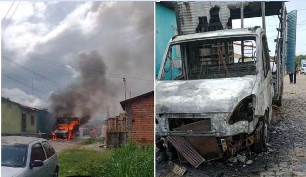 Incêndio destrói caminhão de entrega de móveis em Floriano