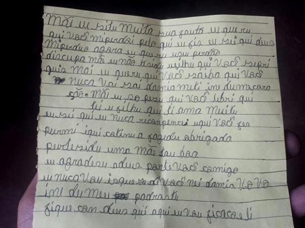 Carta foi entregue &agrave; m&atilde;e durante visita antes da transfer&ecirc;ncia de Gleison para o CEM.(Imagem:Ronaldo Mota)
