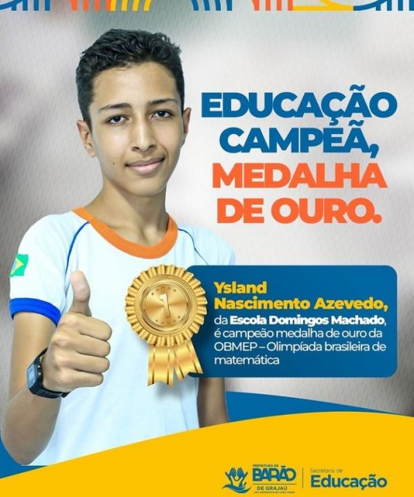 Aluno da rede municipal de Barão de Grajaú, é campeão da OBMEP