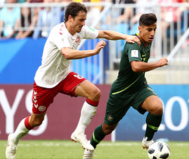 Dinamarca e Austrália empatam e seguem vivas no Grupo C da Copa