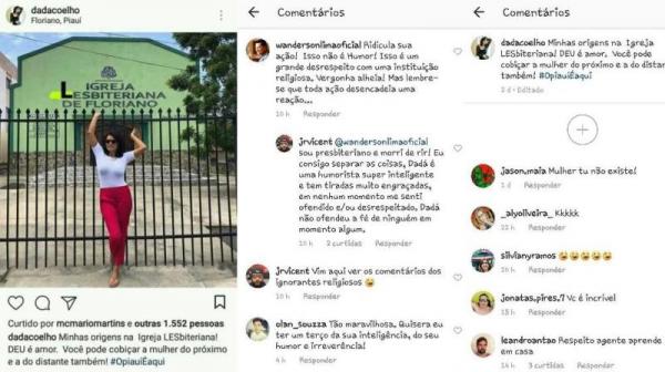 Dad&aacute; Coelho causa pol&ecirc;mica ao fazer coment&aacute;rio homof&oacute;bico &agrave; igreja de Floriano.(Imagem:Reprodu&ccedil;&atilde;o)