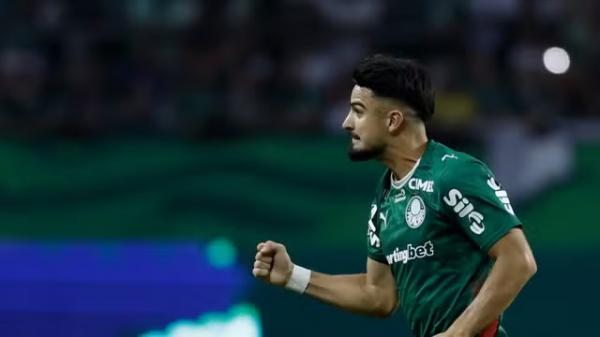 Flaco L&oacute;pez marca o terceiro do Palmeiras contra o Fortaleza pelas oitavas da Copa do Brasil 2026.(Imagem:Marcello Zambrana/AGIF)