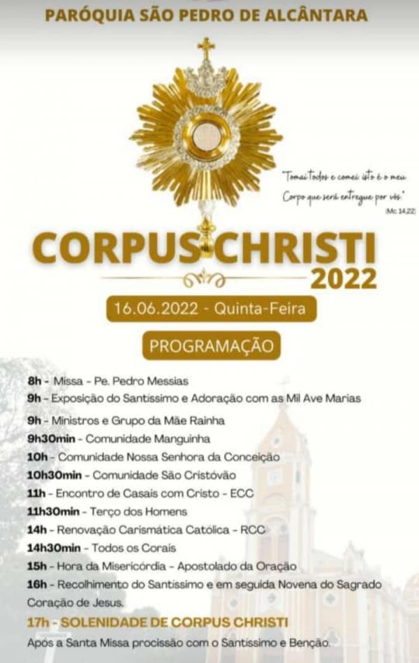 Catedral S&atilde;o Pedro de Alc&acirc;ntara divulga programa&ccedil;&atilde;o de Corpus Christi em Floriano(Imagem:Divulga&ccedil;&atilde;o)