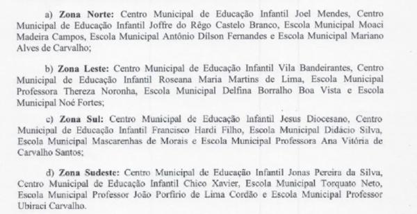  Unidades da rede municipal de Teresina com matr&iacute;cula online para ano letivo 2023.(Imagem:Reprodu&ccedil;&atilde;o )