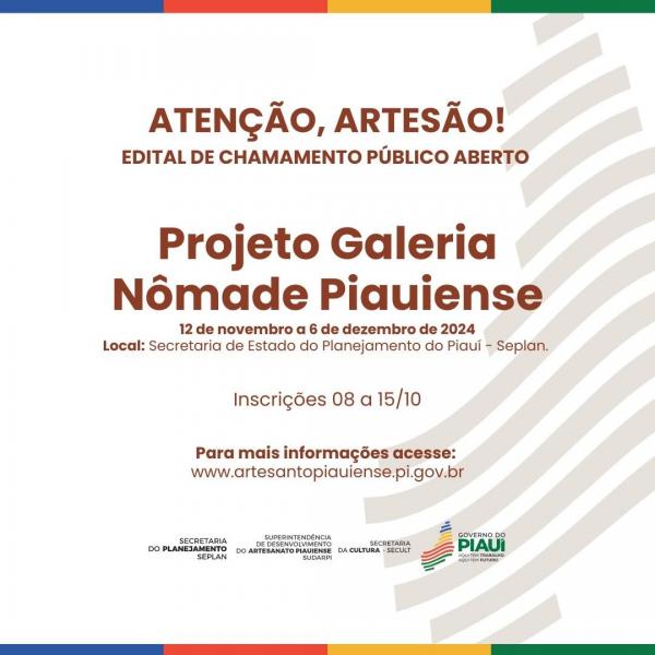 Sudarpi abre inscrições para o Projeto Galeria Nômade Piauiense