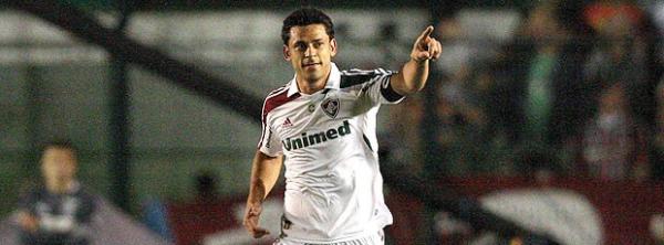 Fred comemora um de seus tr&ecirc;s gols na vit&oacute;ria por 4 a 0 sobre o Figueirense.(Imagem:Photoc&acirc;mera)