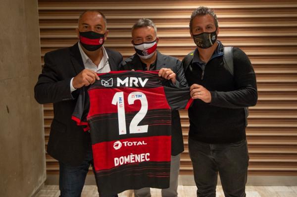 Marcos Braz, Dom&egrave;nec Torrent e Bruno Spindel, Flamengo.(Imagem:Alexandre Vidal / Flamengo)