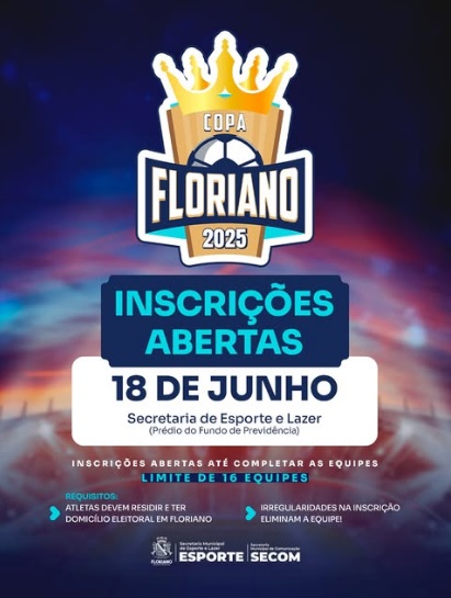 Copa Floriano 2025 abre inscrições com limite de 16 equipes