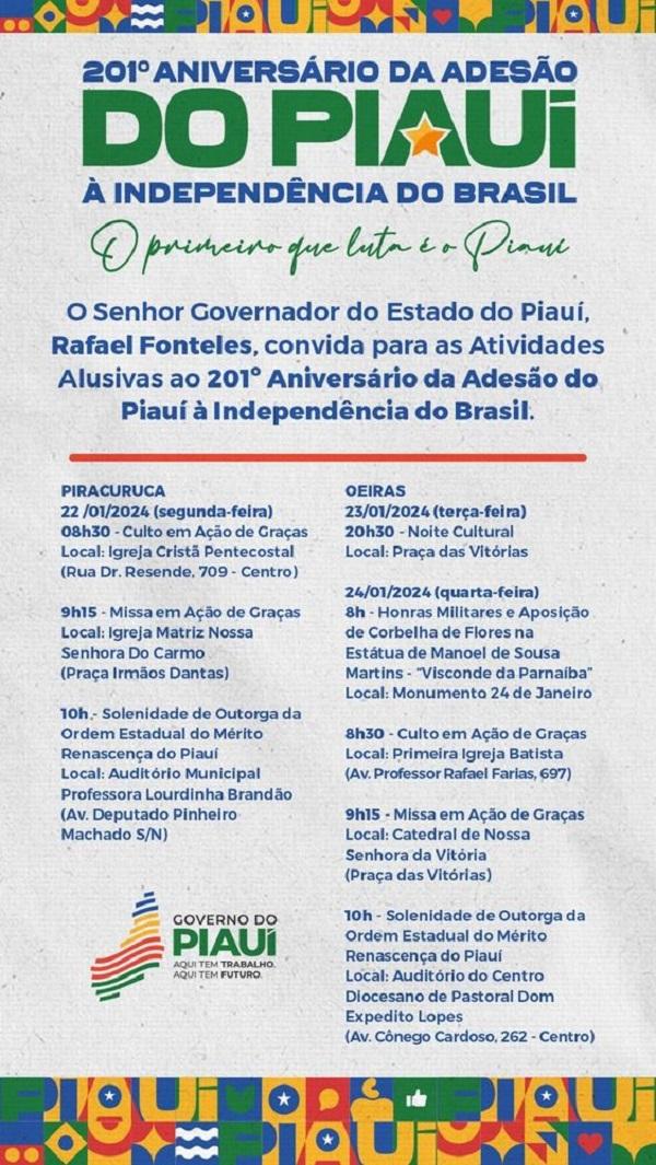 Atividades v&atilde;o ocorrer entre os dias 22 e 24 de janeiro em Piracuruca e Oeiras.(Imagem:Divulga&ccedil;&atilde;o)