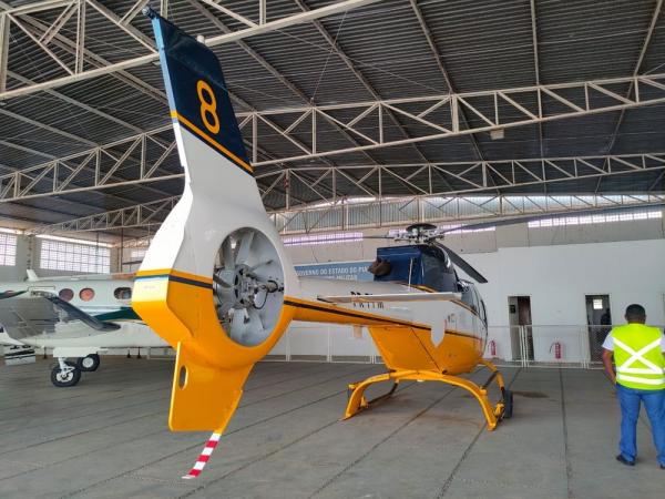 Helic&oacute;ptero doado pela PRF para Secretaria de Seguran&ccedil;a chega ao Piau&iacute;.(Imagem: Divulga&ccedil;&atilde;o)