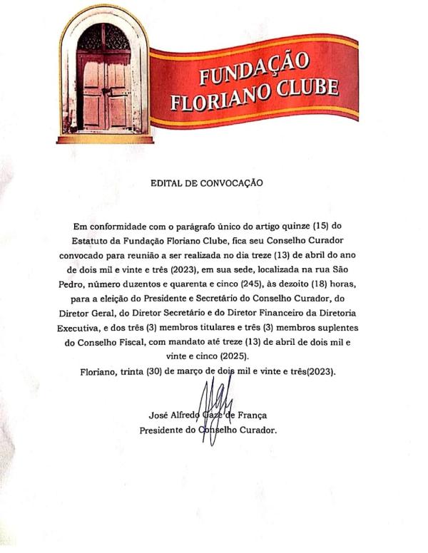 Edital de Convoca&ccedil;&atilde;o(Imagem:Divulga&ccedil;&atilde;o)