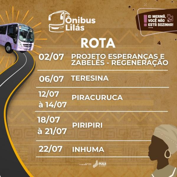 Secretaria das Mulheres divulga rotas do Ônibus Lilás no mês de julho