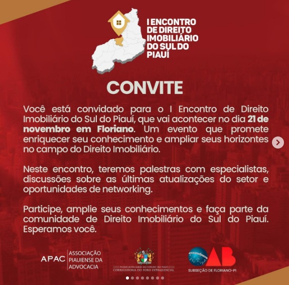 OAB Subseção Floriano promove o 1º Encontro de Direito Imobiliário do Sul do Piauí