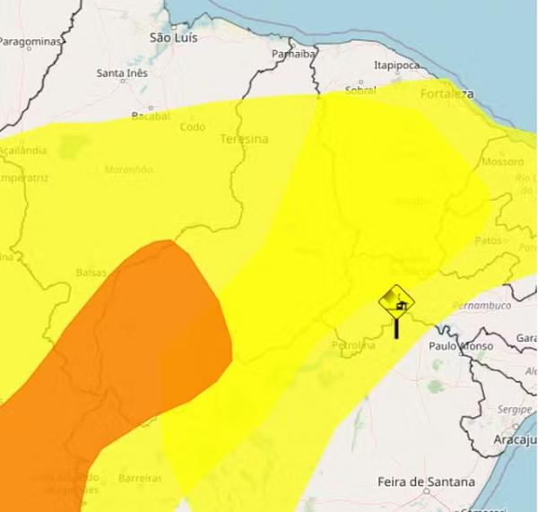Piau&iacute; tem tr&ecirc;s avisos meteorol&oacute;gicos.(Imagem:Inmet)