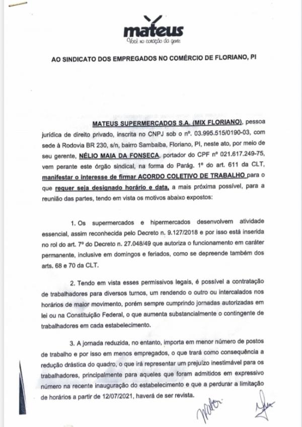 Documentos que comprovam o acordo entre Grupo Mateus e Sindicato(Imagem:Reprodu&ccedil;&atilde;o)