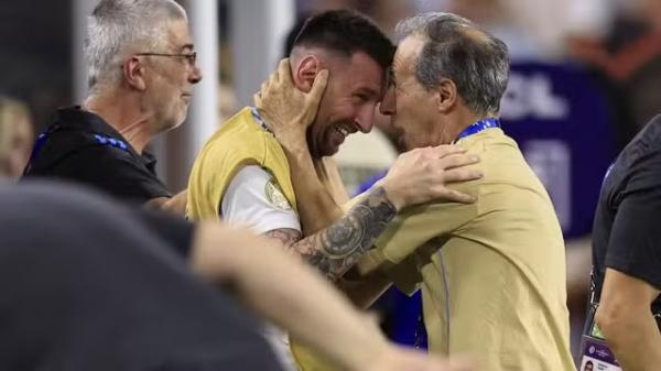 Messi comemora gol da Argentina contra a Col&ocirc;mbia.(Imagem:Buda Mendes/Getty Images)