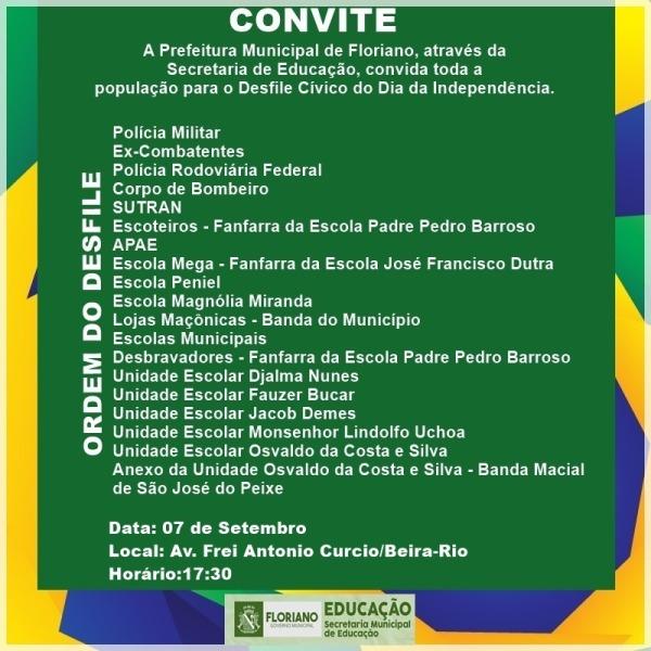Ordem do desfile(Imagem:Divulgação)