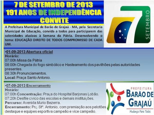 Convite Semana da P&aacute;tria(Imagem:Divulga&ccedil;&atilde;o)