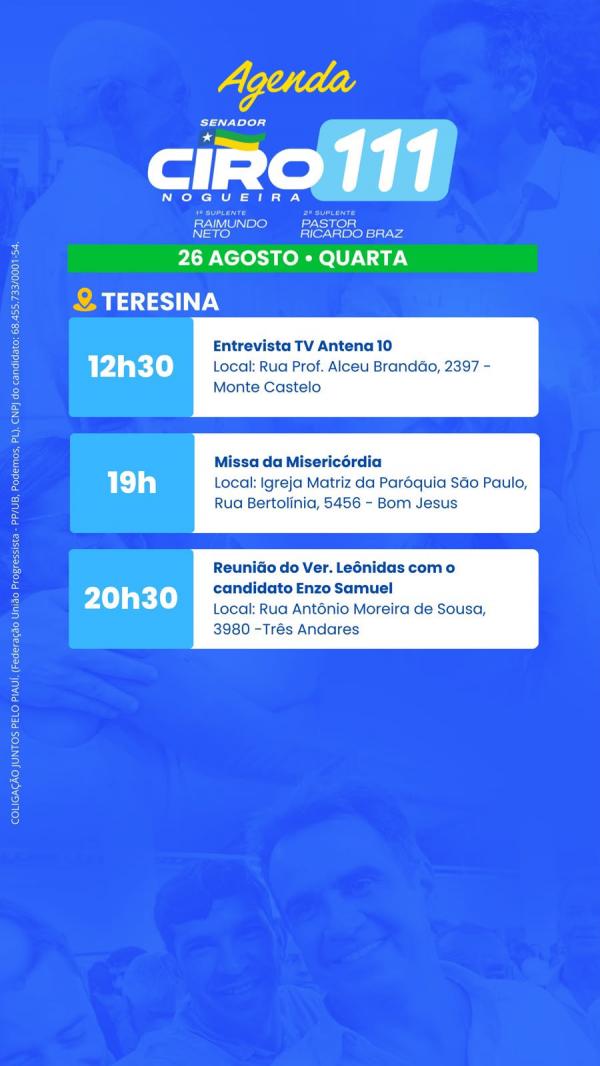 AGENDA - CIRO NOGUEIRA - 26/08(Imagem:Ascom)