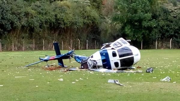 Cai helicóptero da Polícia Militar com o governador à bordo.(Imagem:Vagner Uliana e Wilker Uliana)